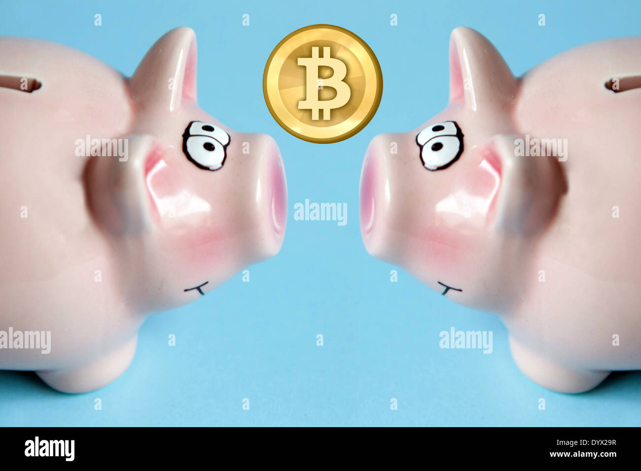La moneta virtuale Bitcoin salvadanaio Foto Stock
