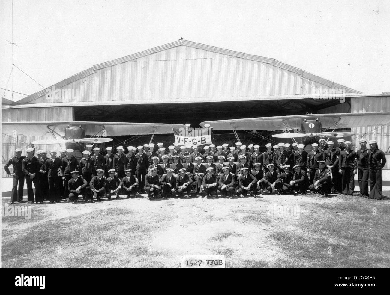 Una fotografia che mostra il VF-6B, uno squadrone di caccia della Marina degli Stati Uniti di stanza alla Naval Air Station San Diego (NAS SD) nel 1927. L'aereo fa parte del primo sviluppo dell'aviazione navale. Foto Stock