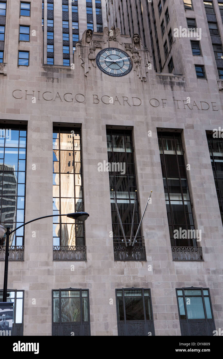 Facciata del Chicago Board of Trade Building di Chicago, IL. Foto Stock