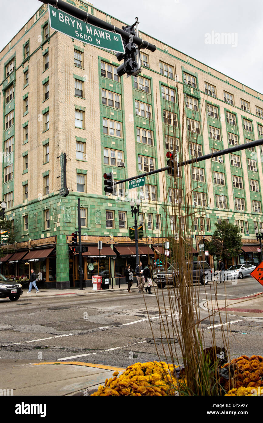Belle Shore Hotel Appartamento in Bryn Mawr quartiere storico nel quartiere Edgewater Chicago, Illinois, Stati Uniti d'America Foto Stock