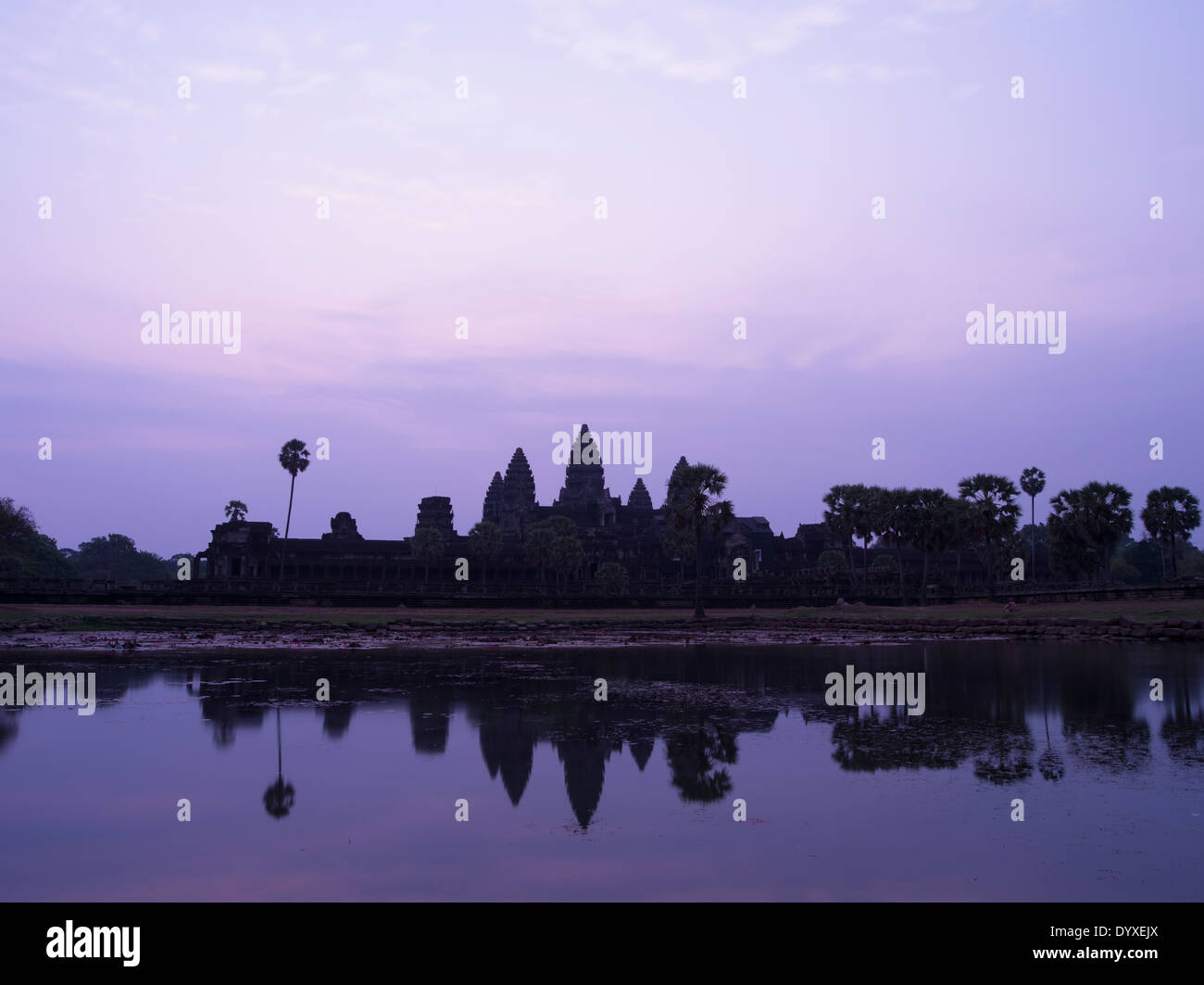 Alba a Angkor Wat, Tempio buddista complessa, Siem Reap, Cambogia Foto Stock