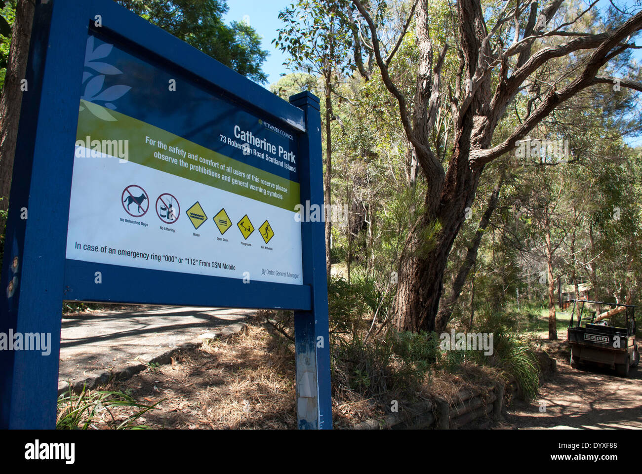 Digital Signage a Catherine Park sulla Scozia Island, in Australia Foto Stock