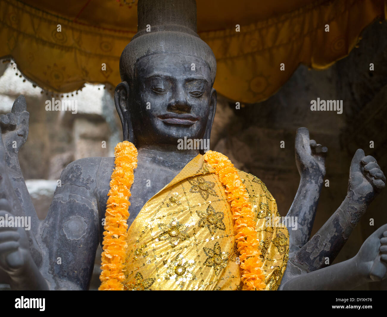 Statua buddista a Angkor Wat, Tempio buddista complessa, Siem Reap, Cambogia Foto Stock