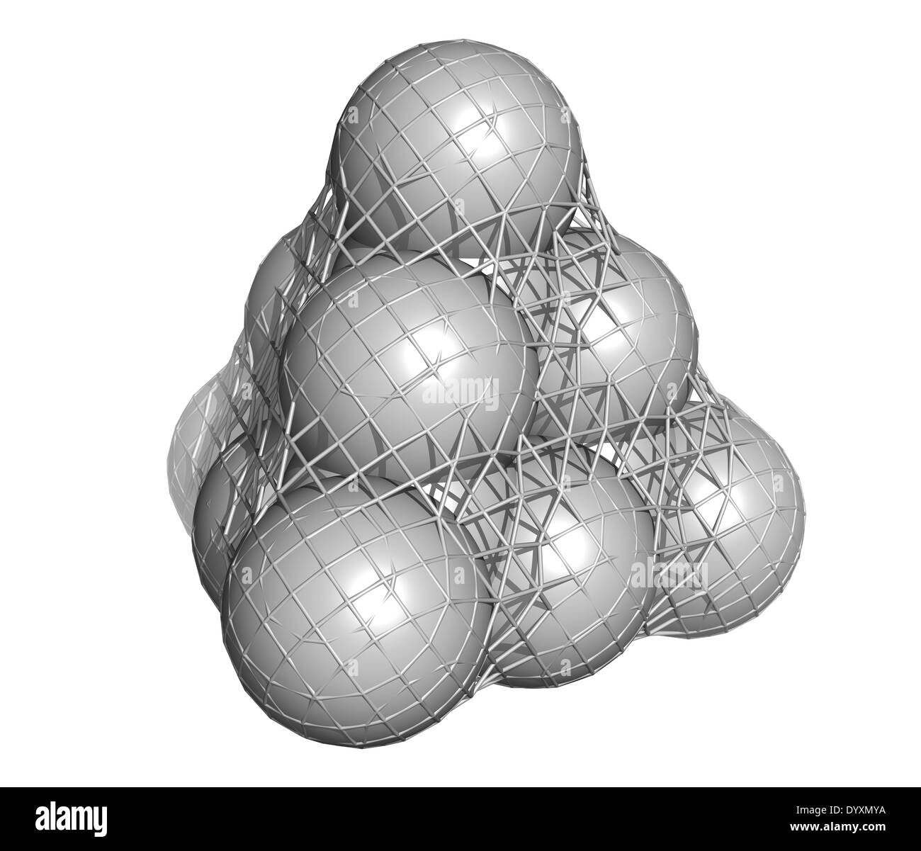 Silicio puro (Si, silicio), struttura cristallina. Materiale di costruzione principale di chip dei computer. Foto Stock
