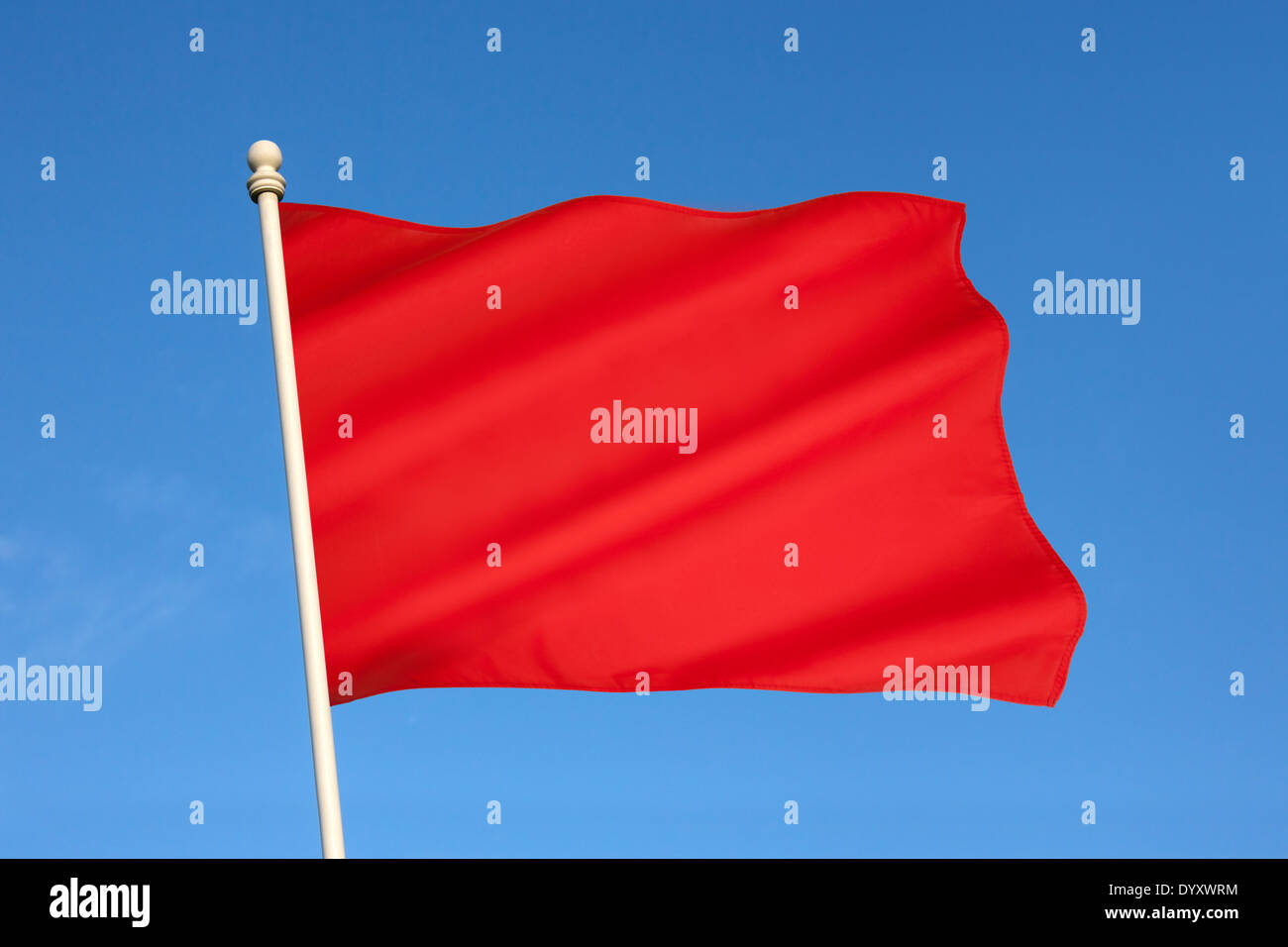 Bandiera rossa di PERICOLO Foto Stock