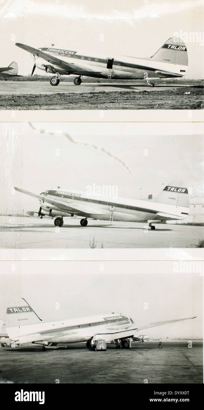 Il Curtiss C-46 Commando era un grande aereo cargo utilizzato ampiamente durante la seconda guerra mondiale e oltre. Questa versione, operata dalla Transocean Air Lines, era un aereo da trasporto chiave per operazioni militari e civili di trasporto aereo. Foto Stock