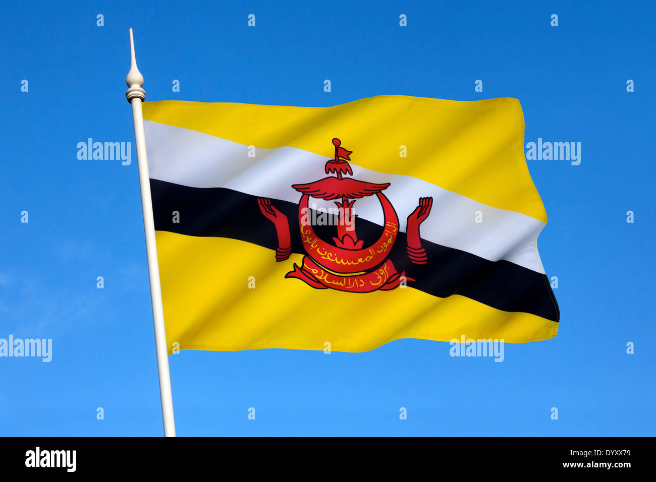 La bandiera nazionale del Sultanato del Brunei Foto Stock