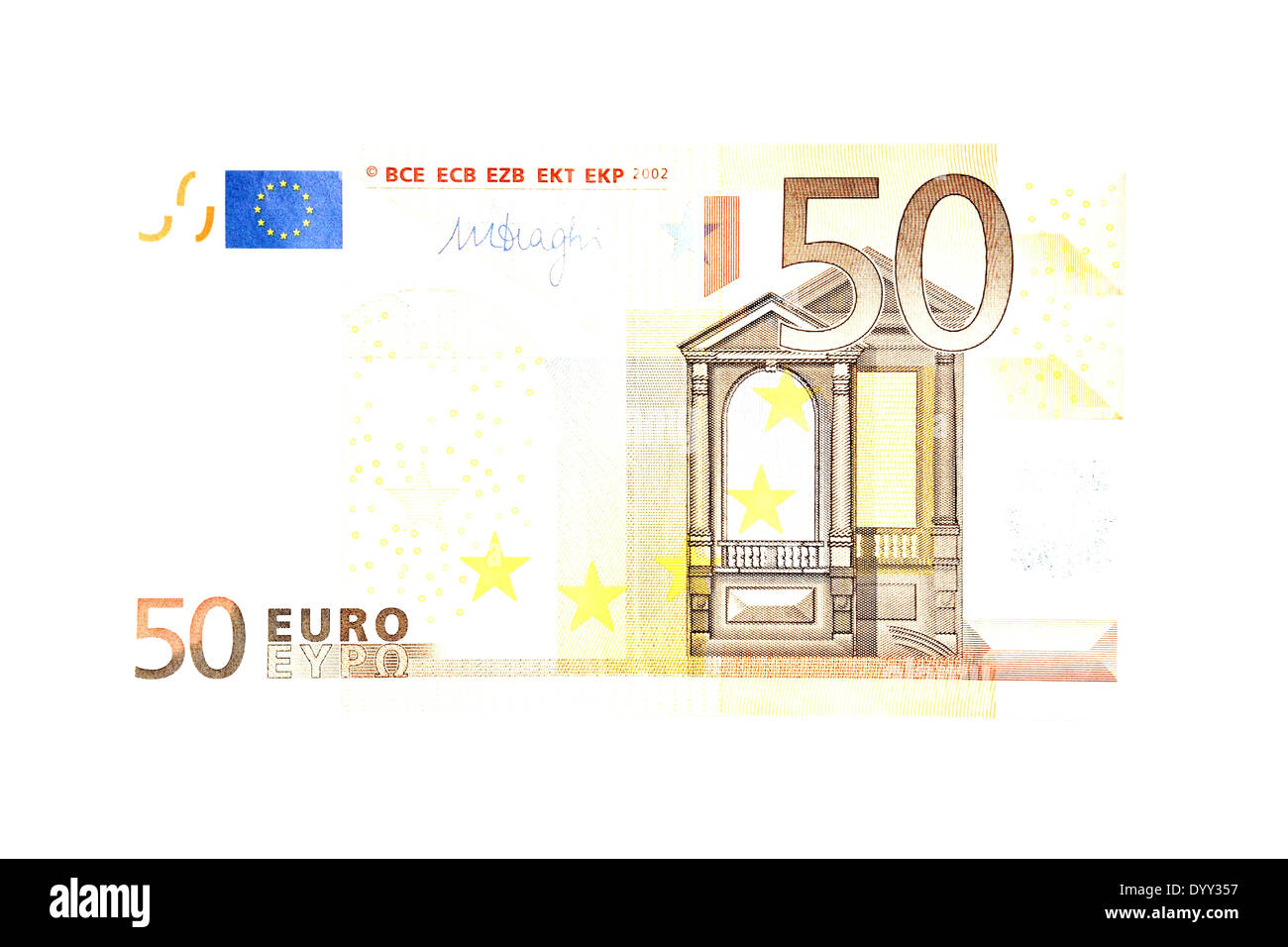 Imbianchiti 50 di banconote in euro Foto Stock