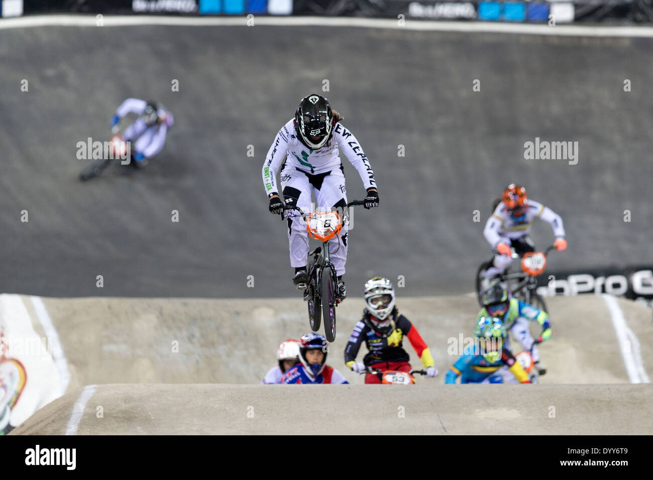 UCI BMX Supercross World Cup nazionale di Manchester centro ciclistico in Inghilterra, Regno Unito Foto Stock