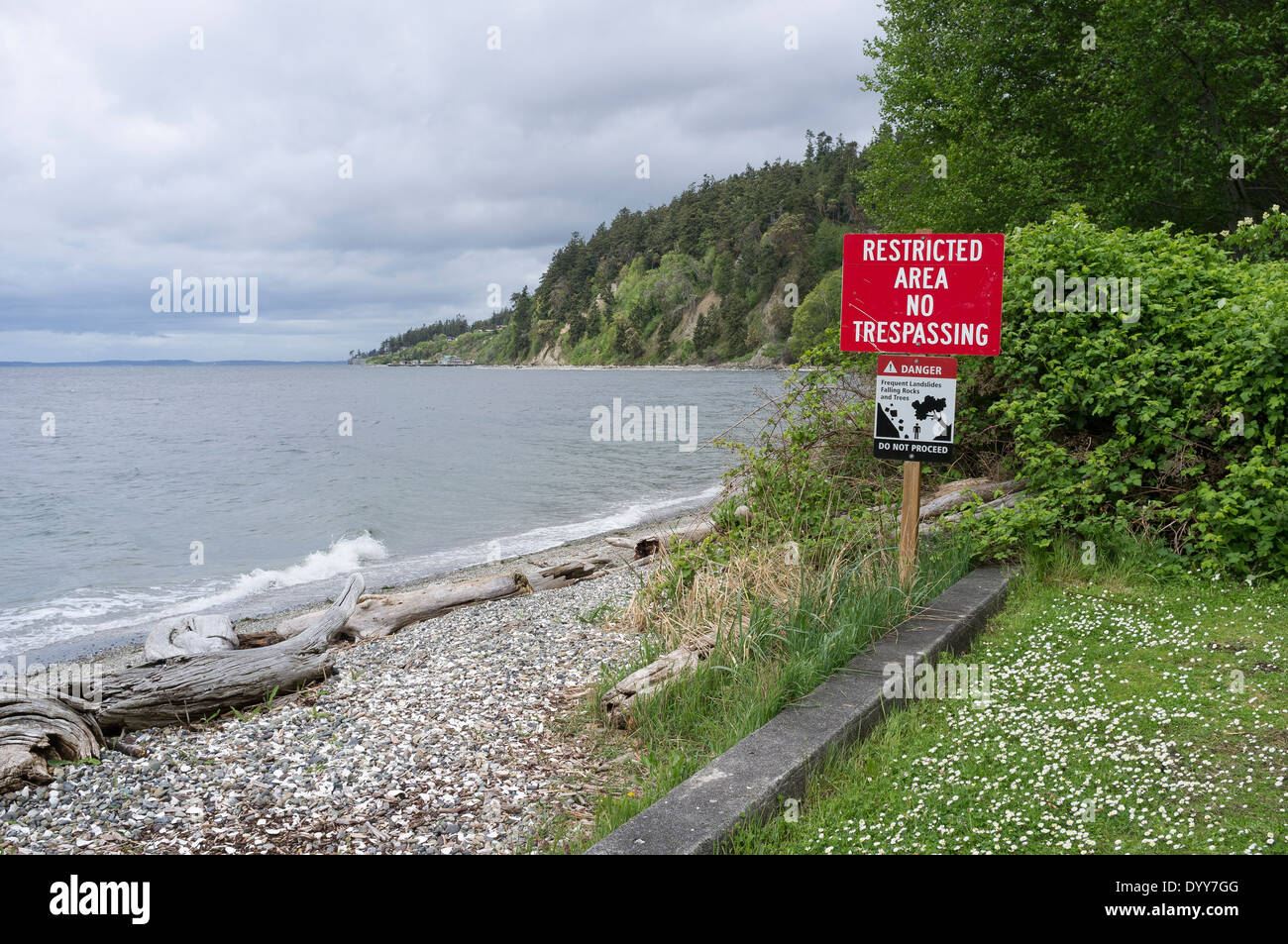 Nessun segno sconfinamenti a Cama Beach State Park - Camano Island, isola County, Washington, Stati Uniti d'America Foto Stock