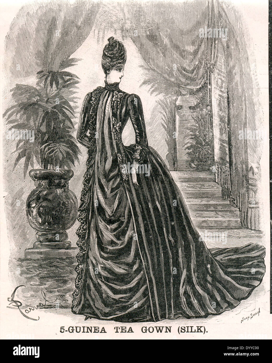 5-guinea tea abito in seta da pubblicità per Jay Londra lutto generale magazzino Foto Stock