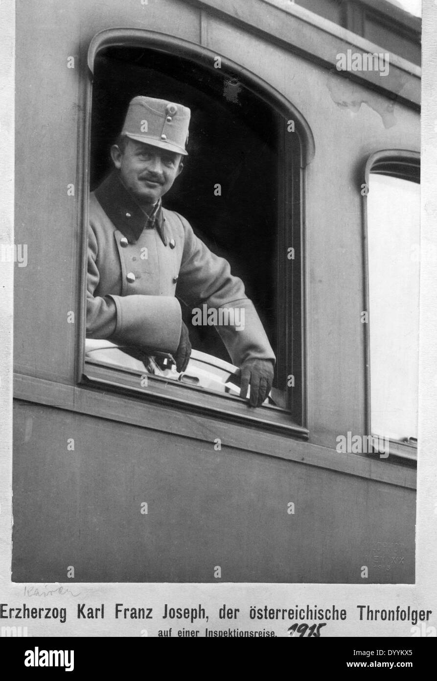 Arciduca Karl Franz Joseph sul viaggio di ispezione, 1915 Foto Stock