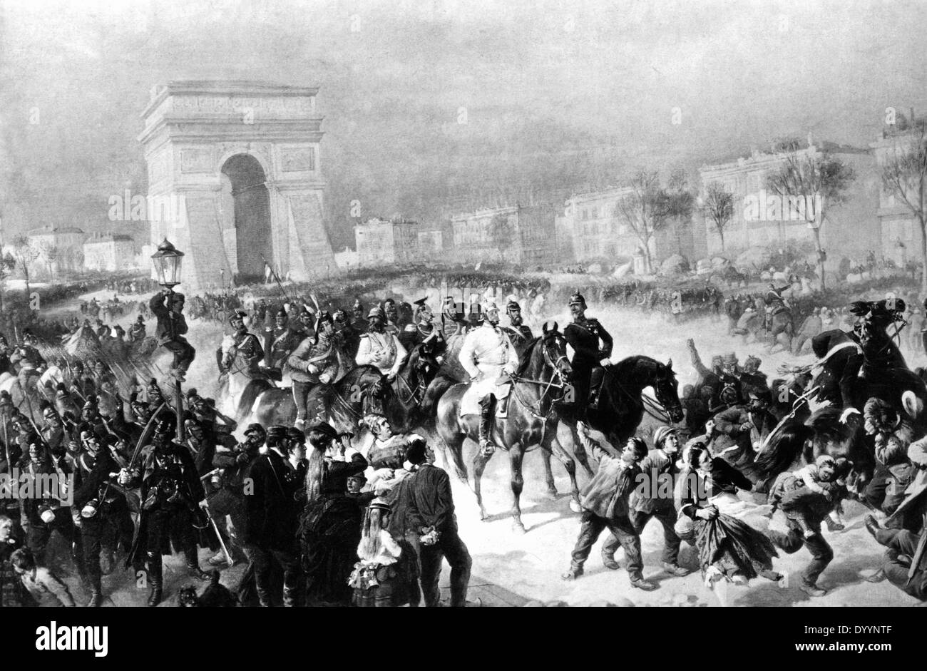 Le truppe tedesche invadono Parigi, 1871 Foto Stock