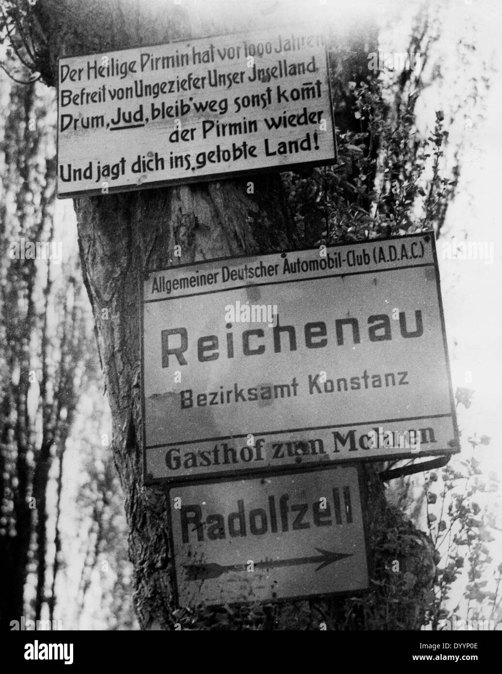 Propaganda di odio contro gli ebrei sull isola di Reichenau Foto Stock