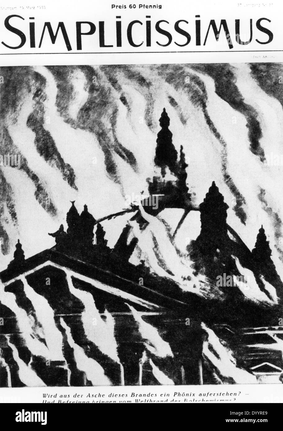 Simplicissimus dopo l'incendio del Reichstag, 1933 Foto Stock