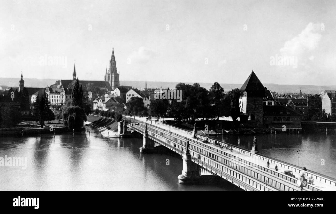 Il ponte ferroviario sul Reno a Konstanz Foto Stock