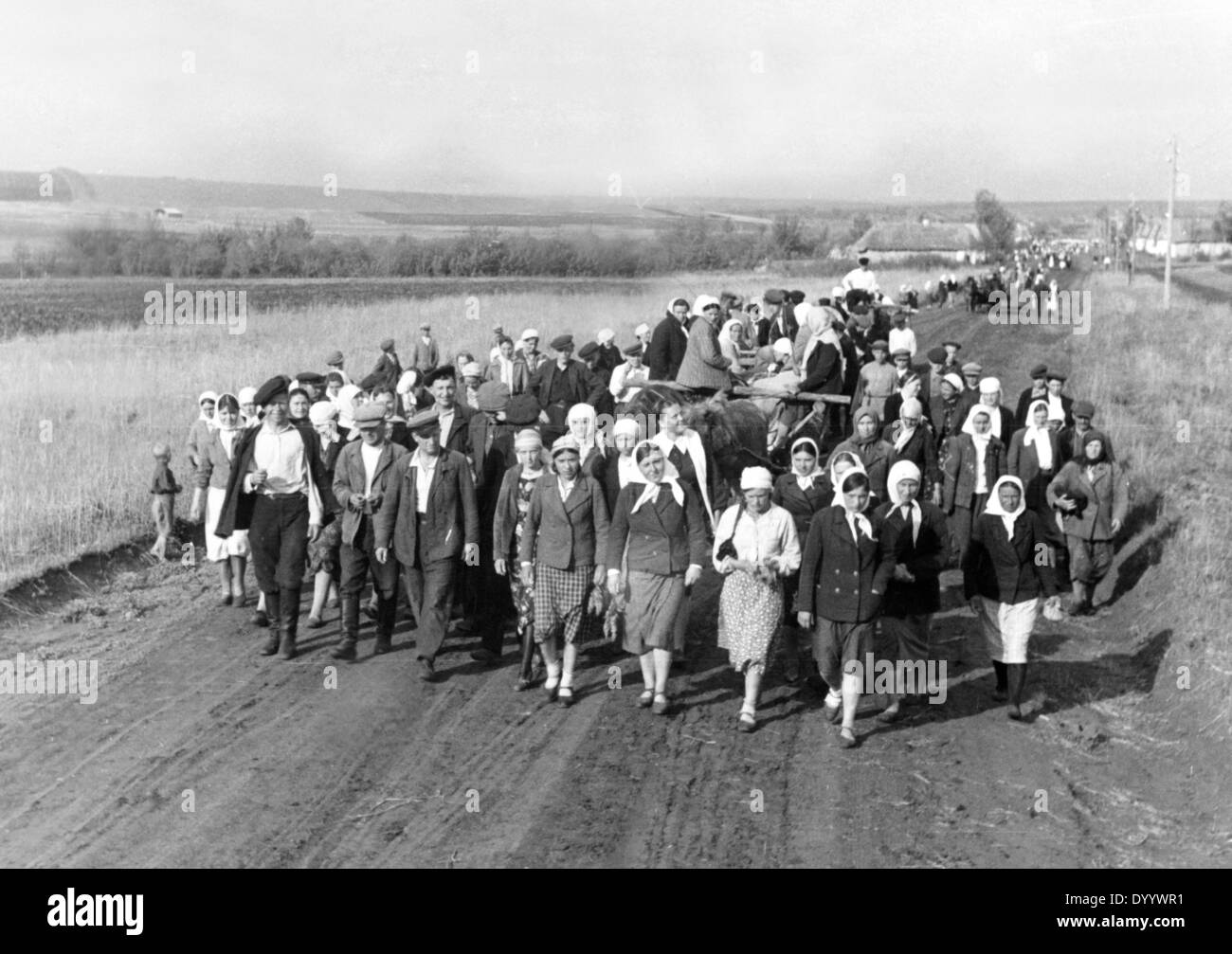Gli ucraini obbligati a fare il lavoro forzato, 1943 Foto Stock