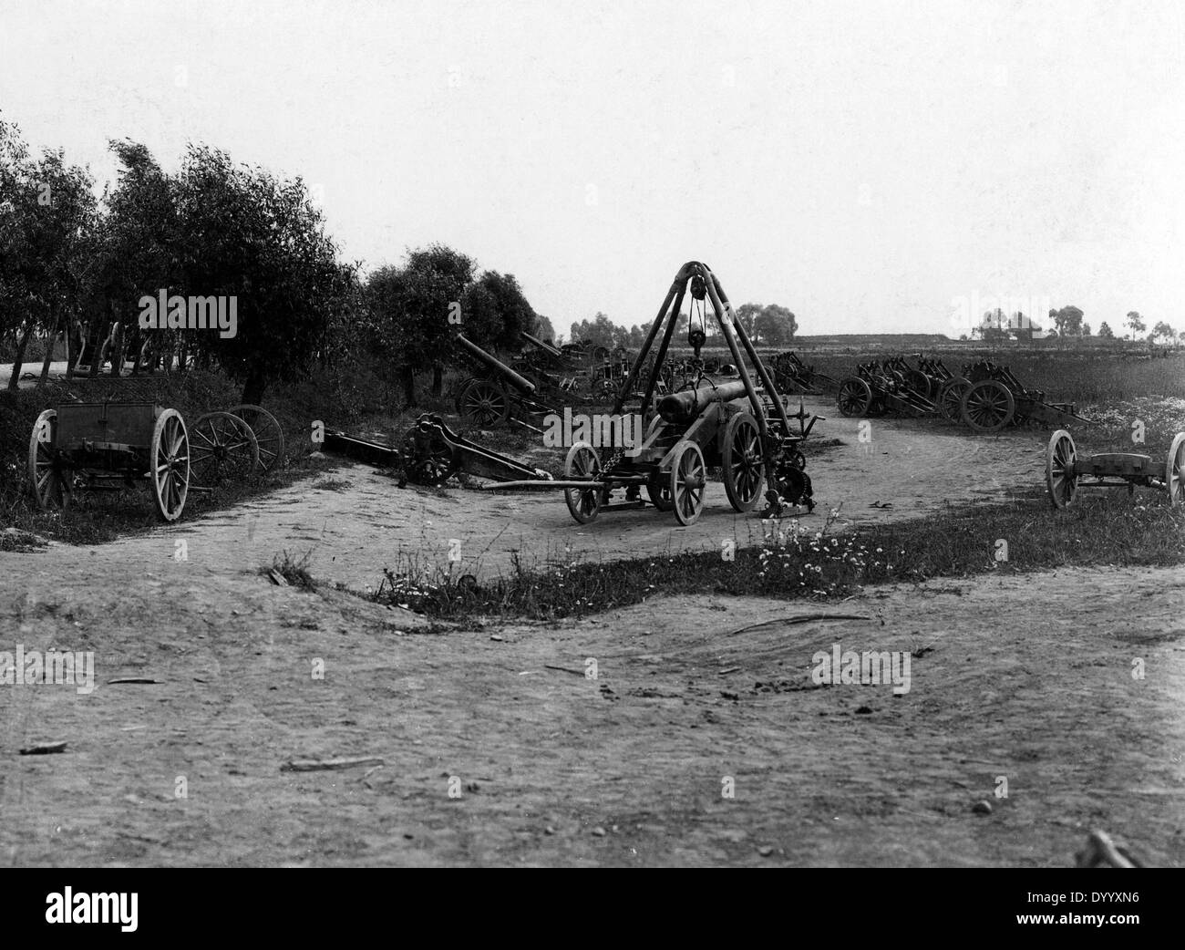 Pesante russa di pezzi di artiglieria, 1915 Foto Stock