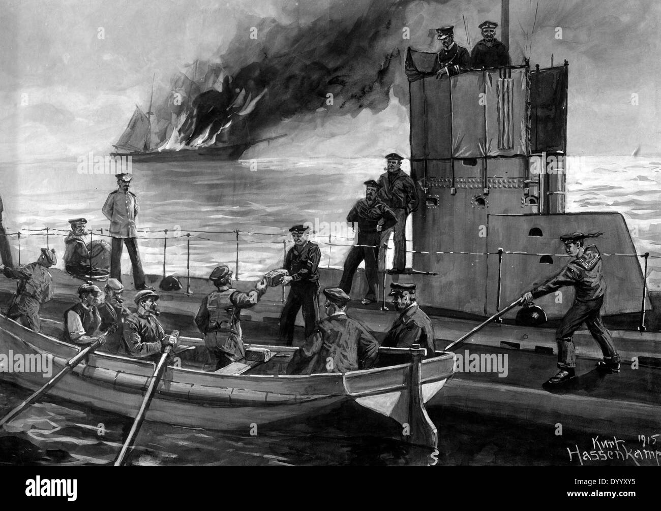 La masterizzazione di nave a vela nella I guerra mondiale Foto Stock