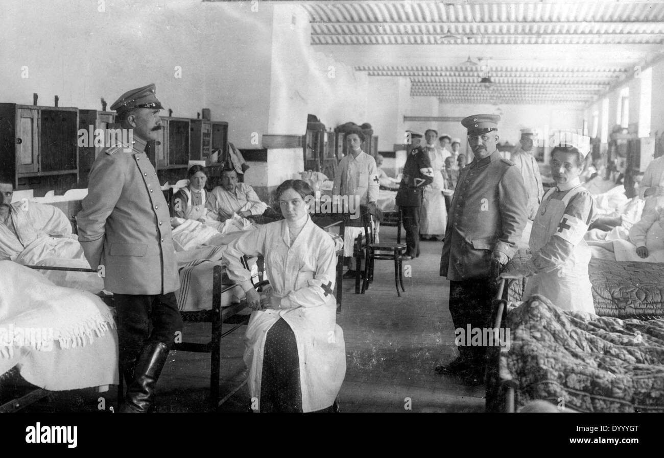 Feriti i soldati tedeschi in un ospedale militare in Belgio, 1915 Foto Stock