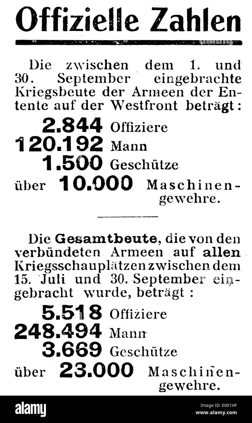 Anti-German flyer delle forze alleate, 1918 Foto Stock