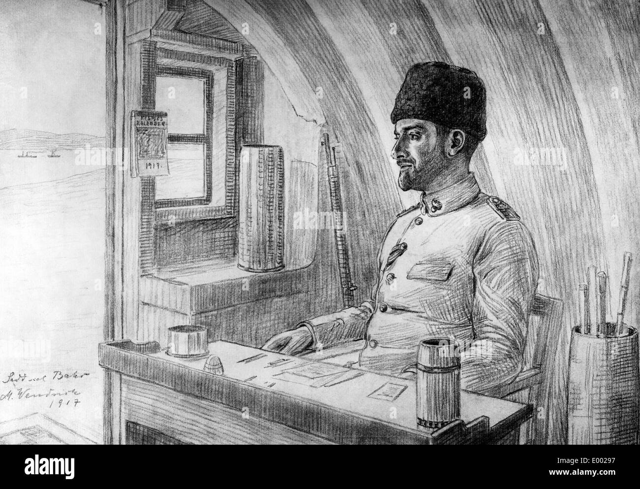 Disegno di un comandante di batteria, 1917 Foto Stock