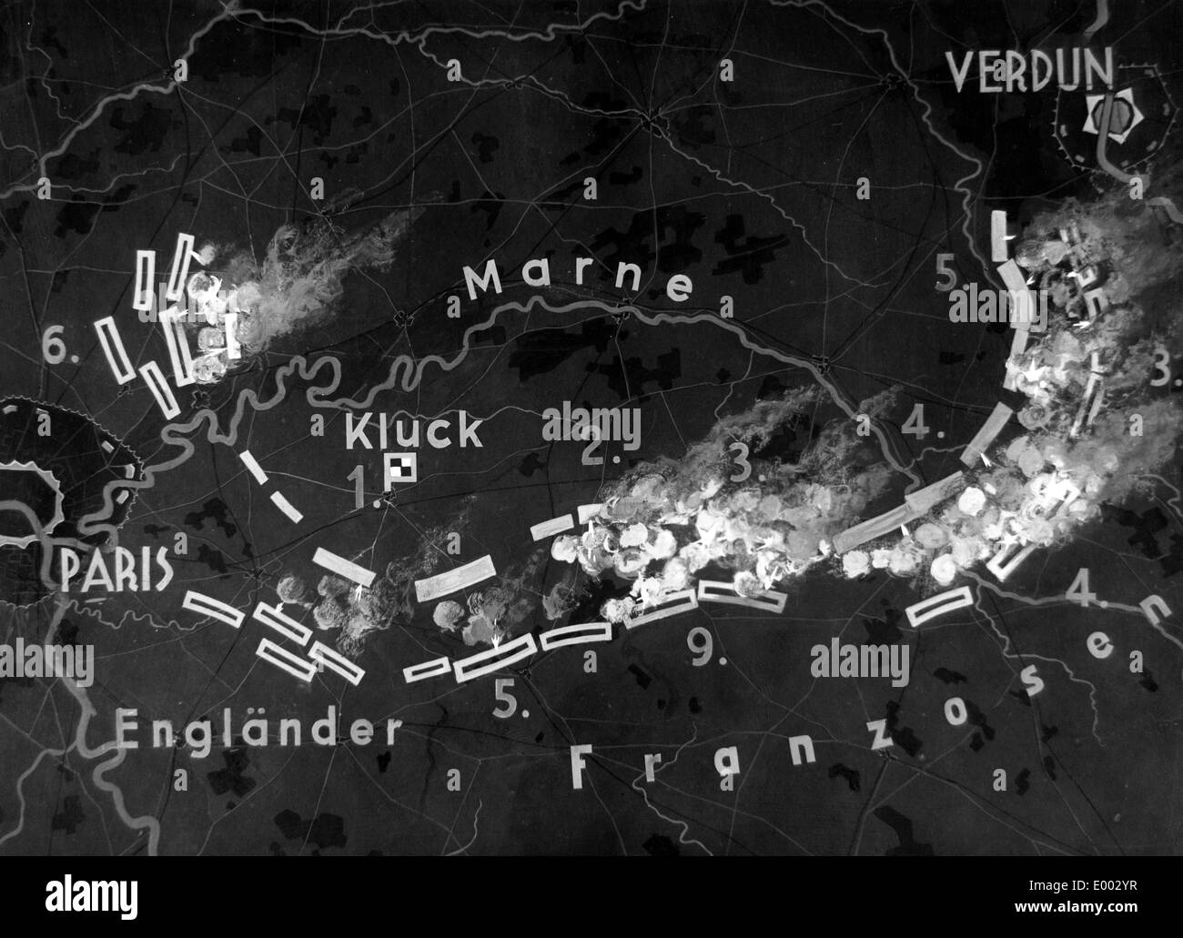 Mappa di la prima battaglia della Marna, 1914 Foto Stock