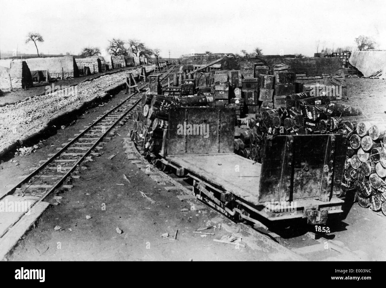 Inglese deposito di munizioni al fronte occidentale, 1918 Foto Stock