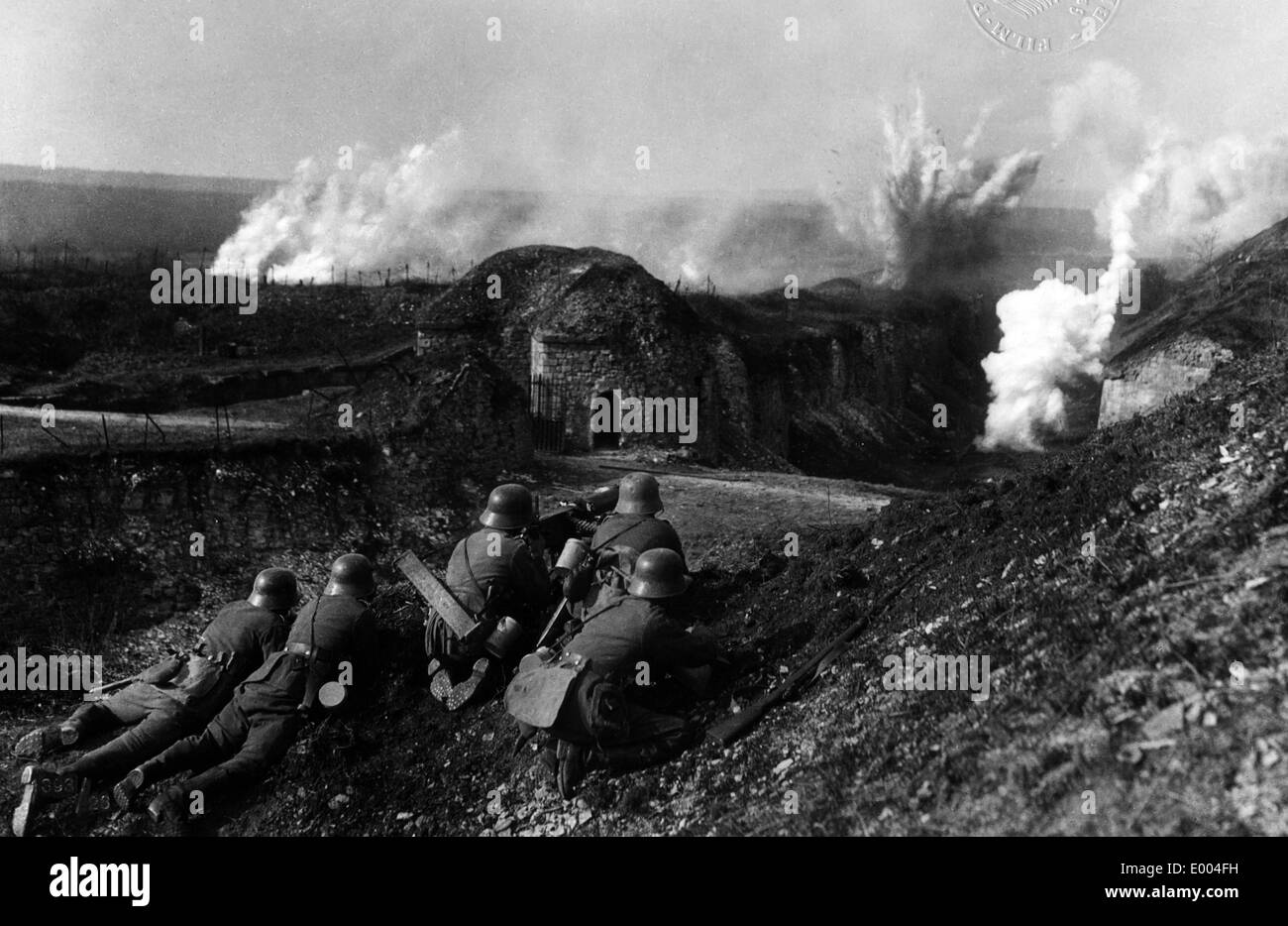 I soldati tedeschi vicino a Fort Douaumont, 1916 Foto Stock