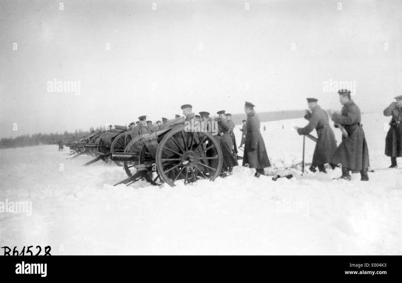 Campo russo artiglieria nella Prima Guerra Mondiale Foto Stock