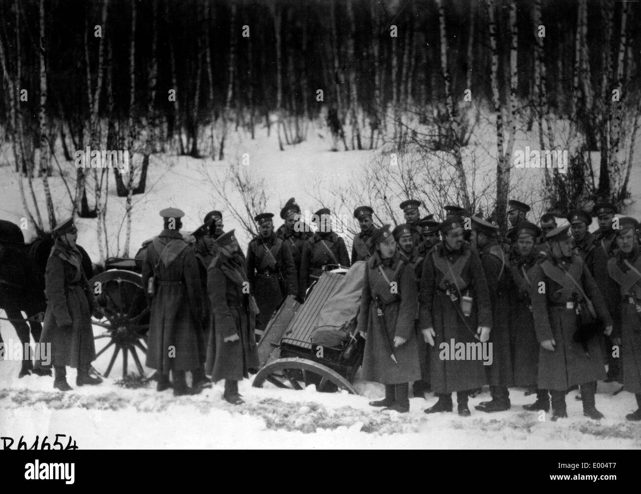 Campo russo artiglieria durante il WW I Foto Stock