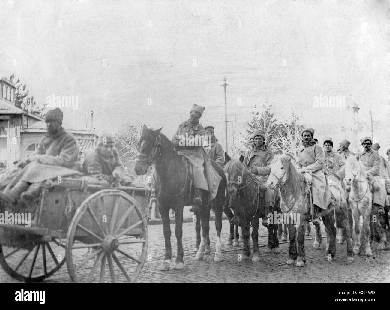 Russo divisione di cavalleria difetti di truppe tedesche, 1918 Foto Stock