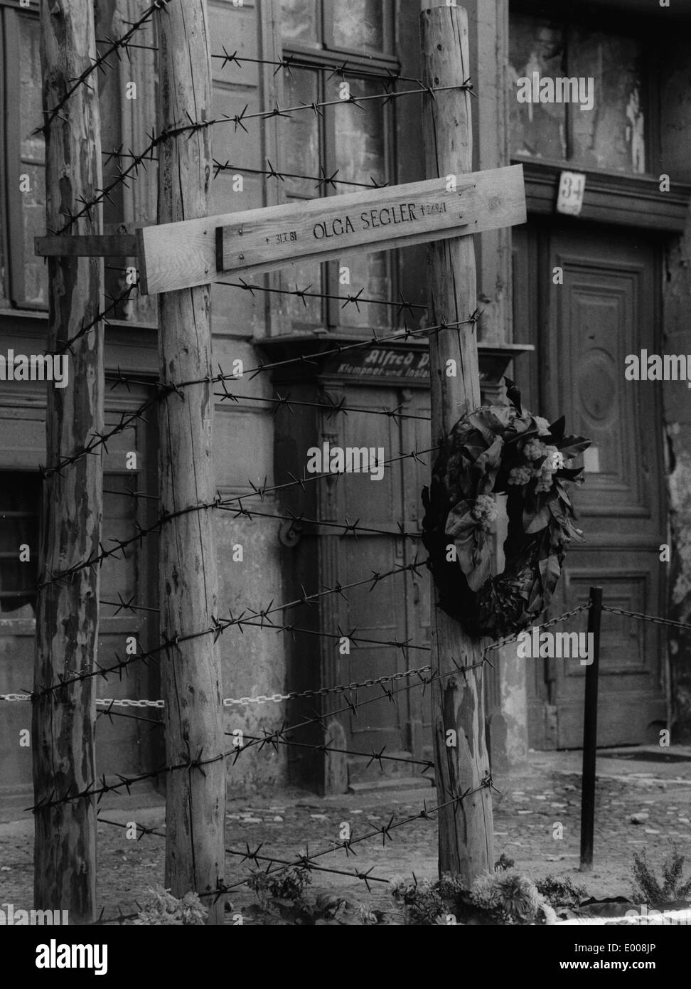 Memorial alla parete vittima Olga Segler a Berlino, 1962 Foto Stock