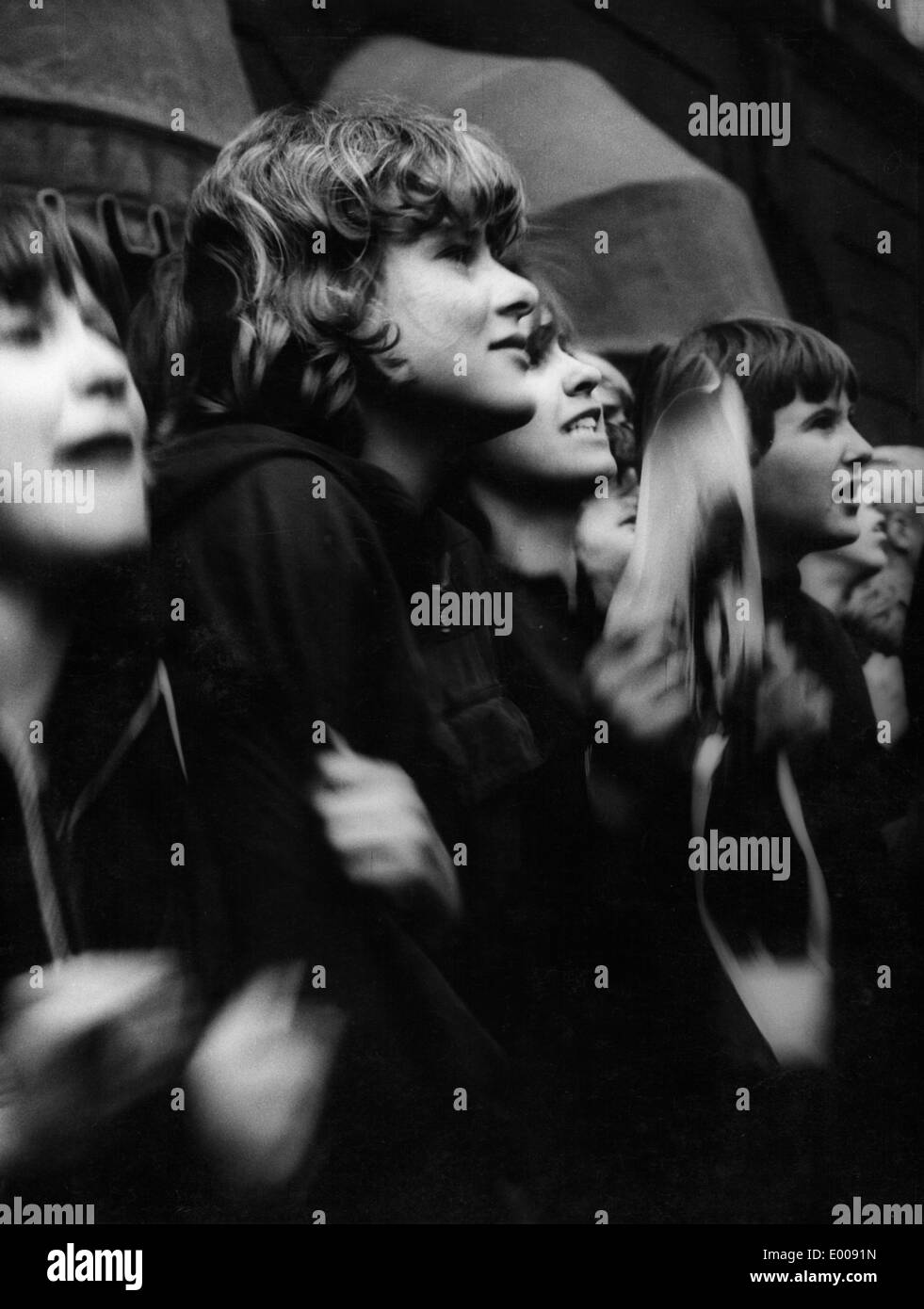 I fan dei Beatles in Copenhagen, 1964 Foto Stock
