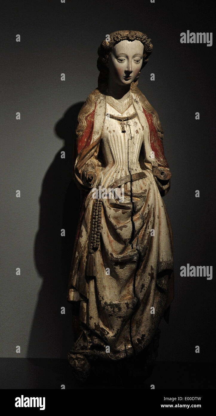 Maestro delle statue di Koudewater (attivo c. 1460-1480). Santa Caterina di Alessandria, c. 1470. Foto Stock
