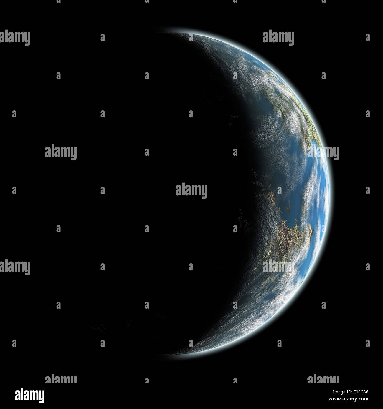 Un artista della raffigurazione di una massa-come il pianeta da solo nello spazio. Foto Stock