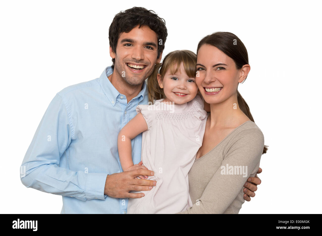 Allegro Padre madre bambina studio Foto Stock