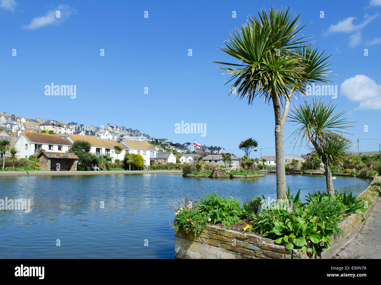Il lago in barca a Perranporth in Cornwall, Regno Unito Foto Stock