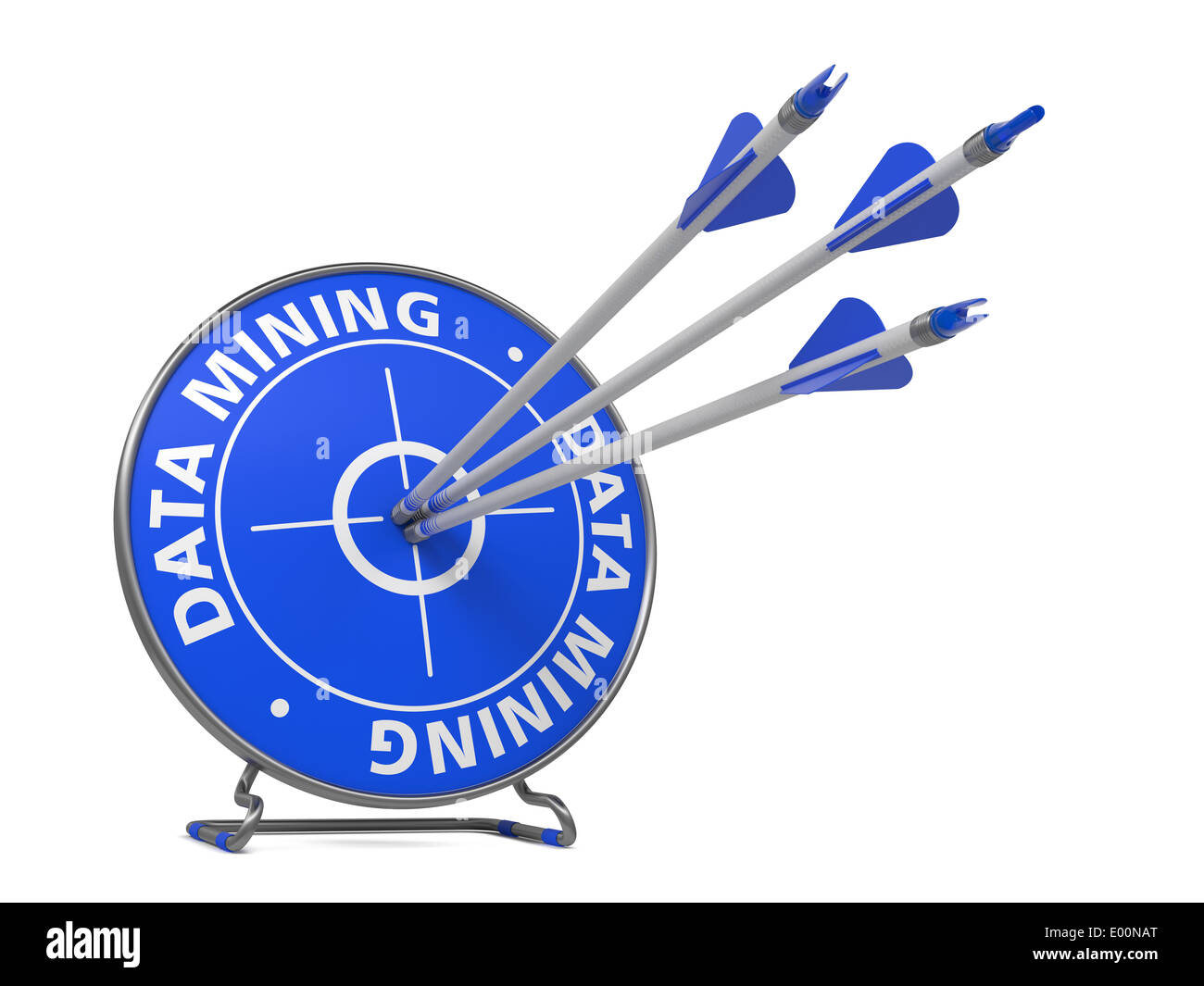 Il data mining concetto. Tre frecce ha colpito nel bersaglio blu. Foto Stock