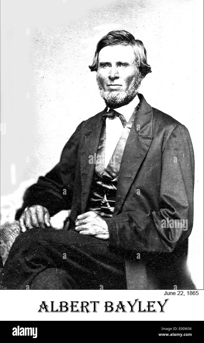 Albert Bayley, una figura di spicco di Keene, nel New Hampshire, era spesso associato ad artisti importanti come J.A. French. I suoi contributi riflettono la cultura locale della regione. Questa immagine storica di Bayley rappresenta una figura chiave nella storia di Keene, mostrando il carattere dei primi residenti del New Hampshire. Il suo legame con l'area è documentato attraverso varie fonti e rappresenta una parte importante della storia di Keene. Foto Stock