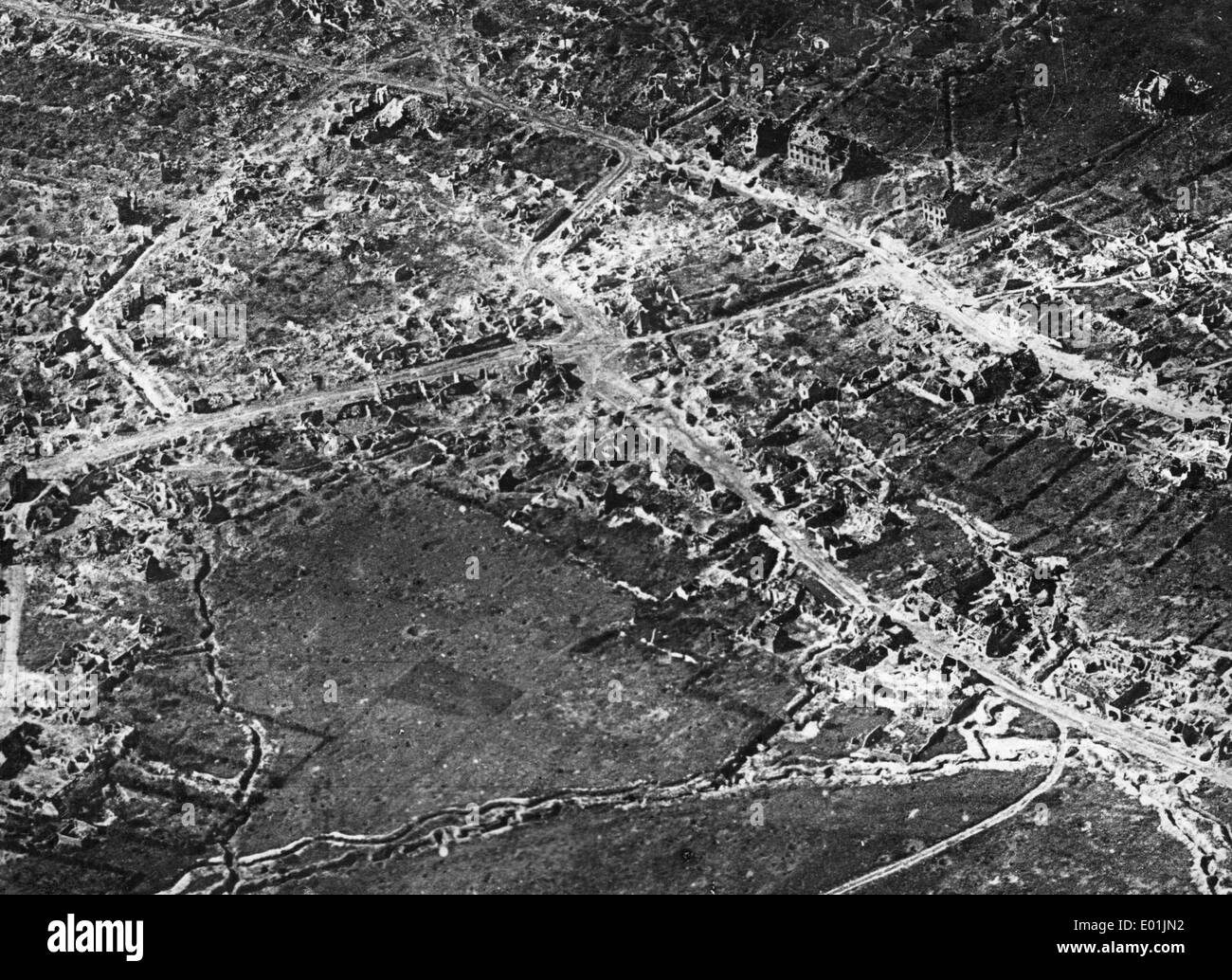 Fotografia aerea della città francese di Loos, 1917 Foto Stock