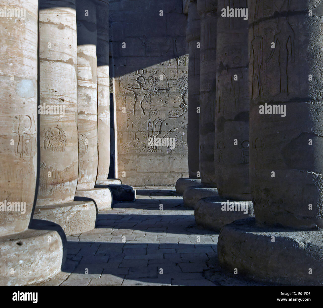 Ramesseum : il tempio funerario del faraone Ramses II il Grande(1303-1213 A.C. XIX dyn.). Il hypostyle hall Foto Stock