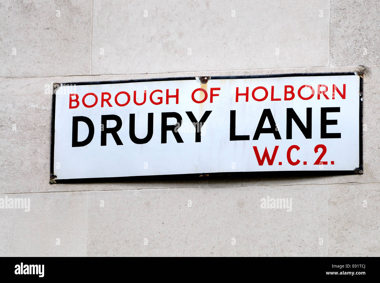 Londra, Inghilterra, Regno Unito. Un cartello stradale - Drury Lane Foto Stock