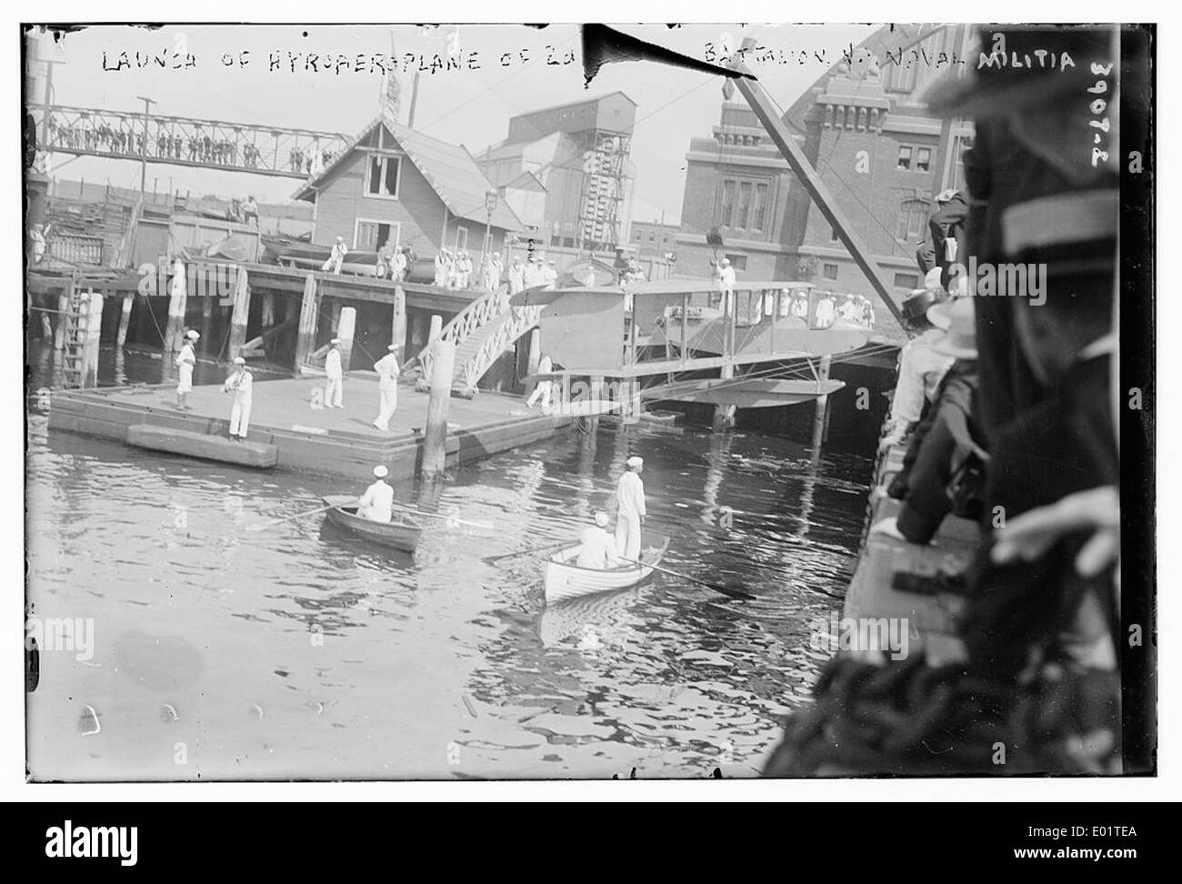 Lancio di hydroperoplane del secondo battaglione N.Y. Milizia navale Foto Stock