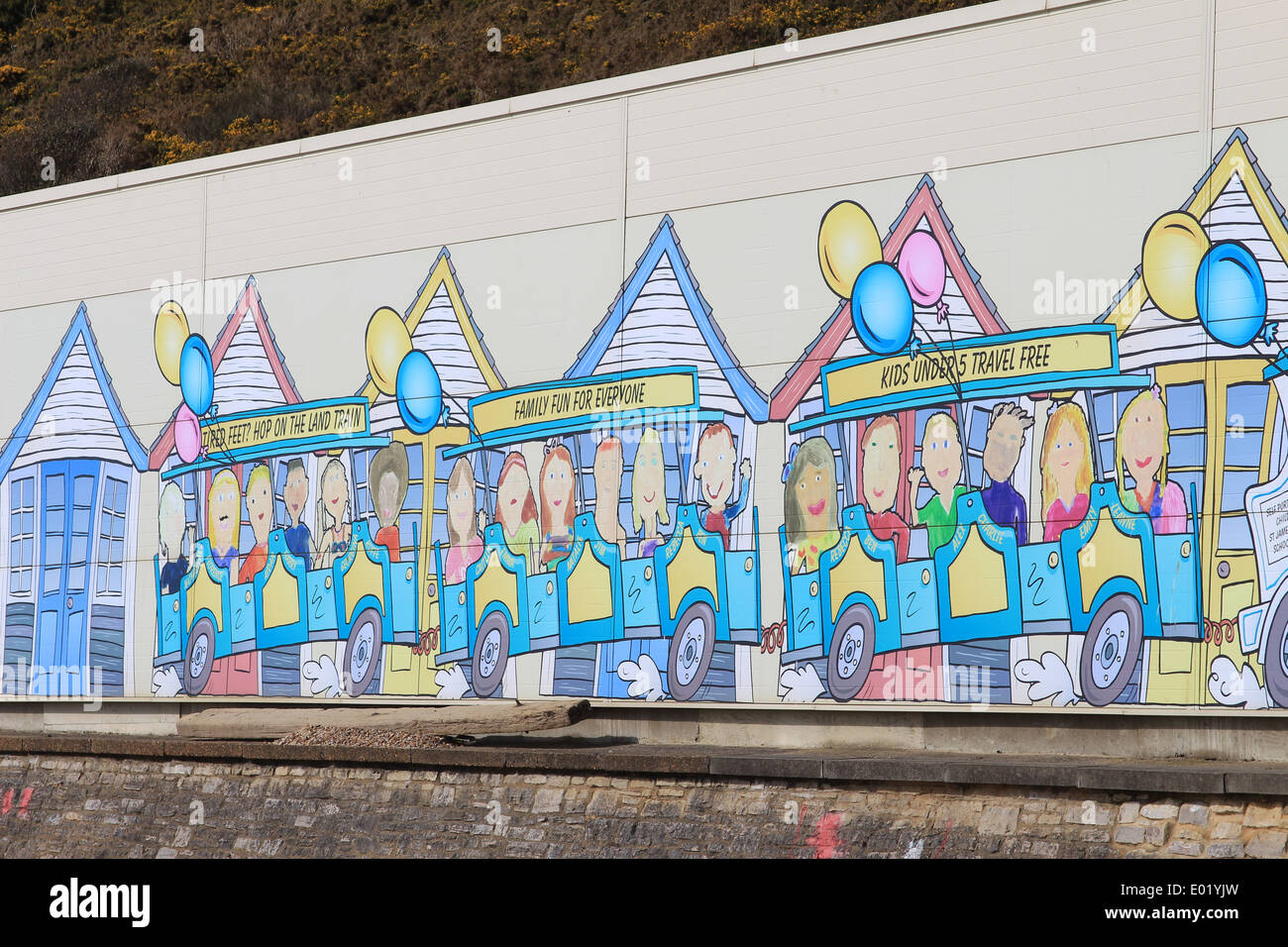 Bournemouth Fronte Mare Terra annuncio del treno Foto Stock