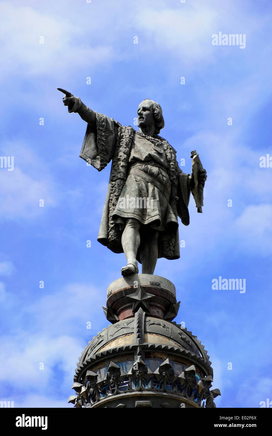 Il monumento di Colombo, Monument a Colom, Barcellona, ​​Catalonia, Spagna Foto Stock