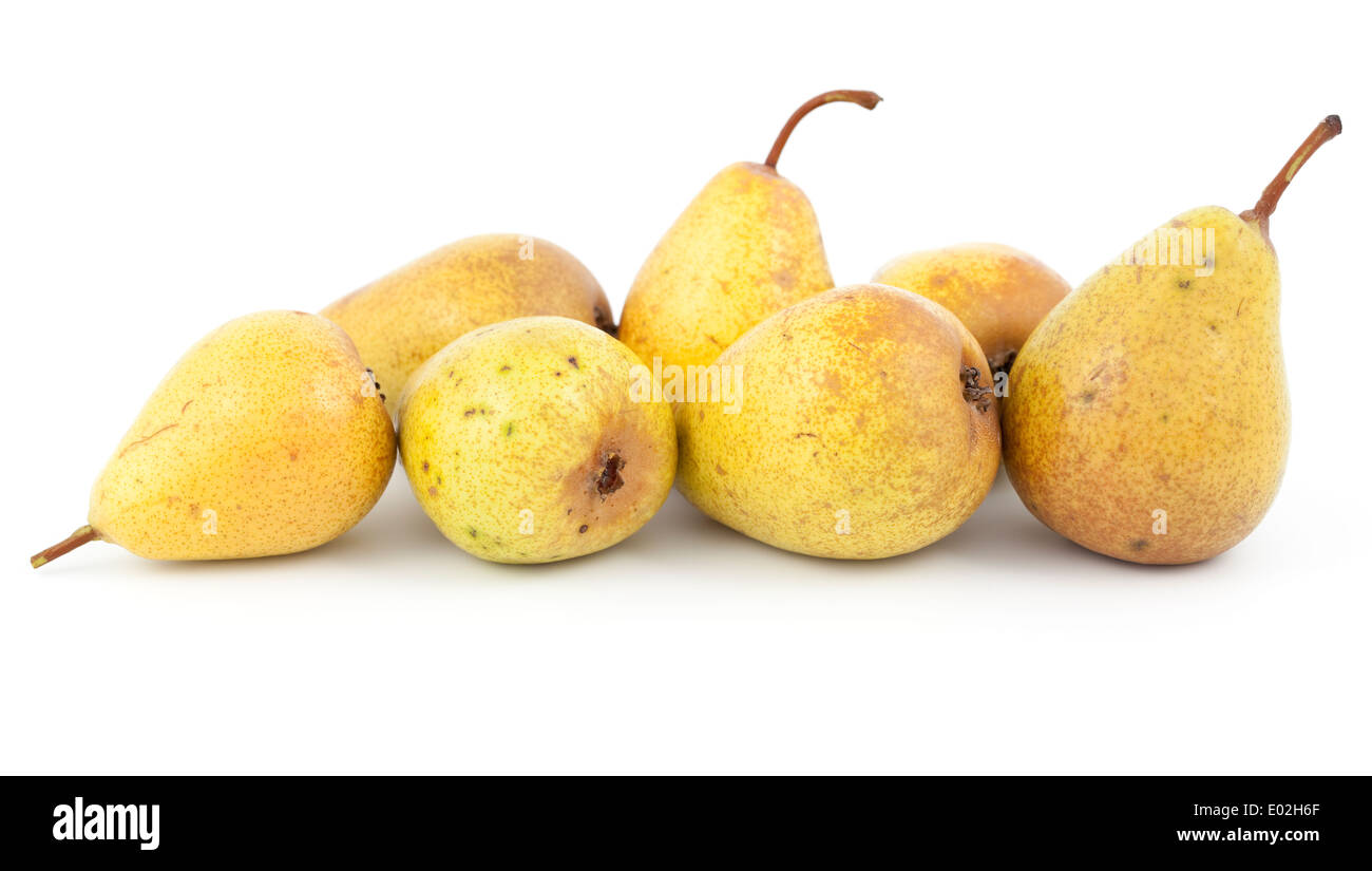 Un paio di pere isolati su sfondo bianco Foto Stock