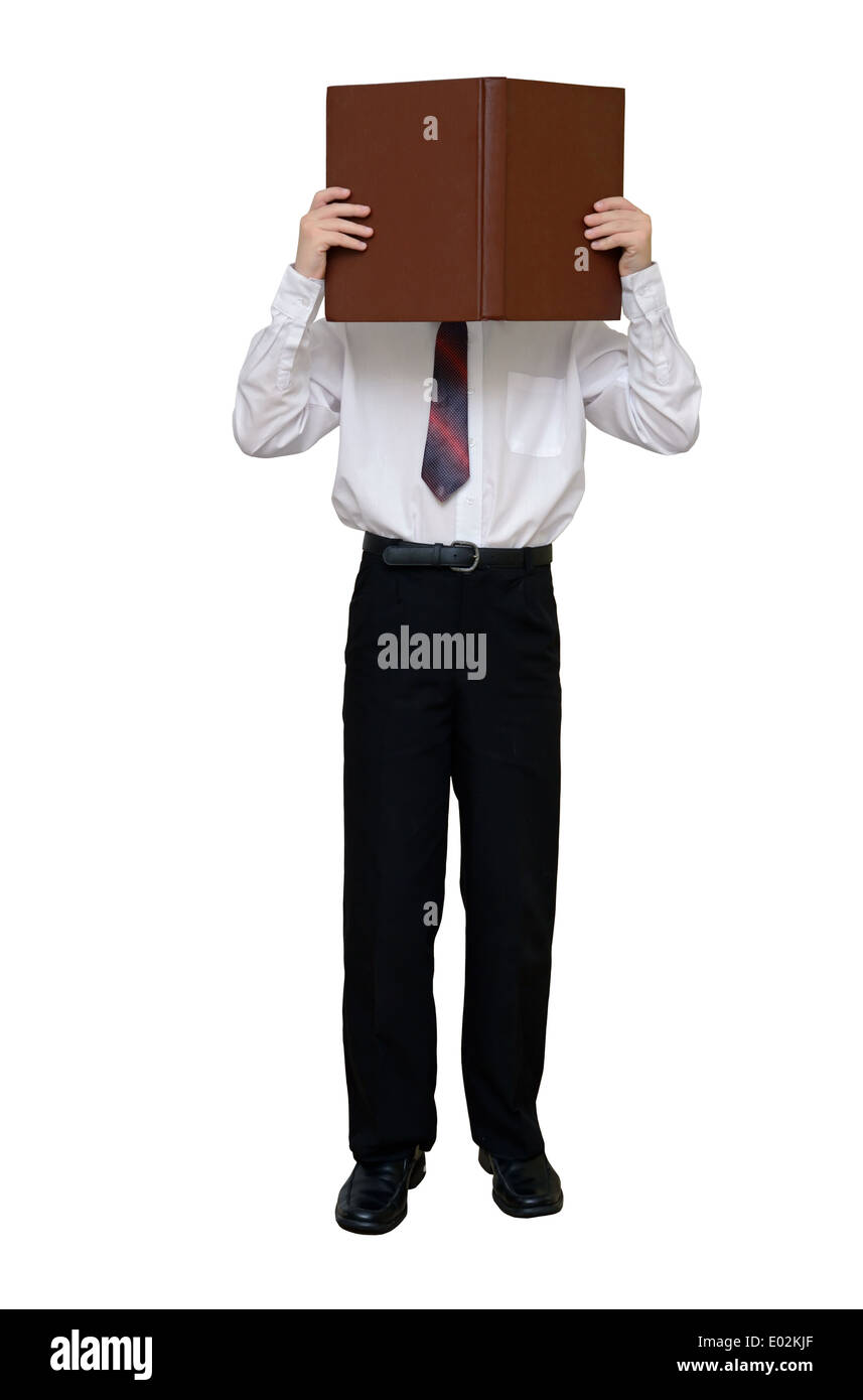 Imprenditore con un libro invece di una testa Foto Stock
