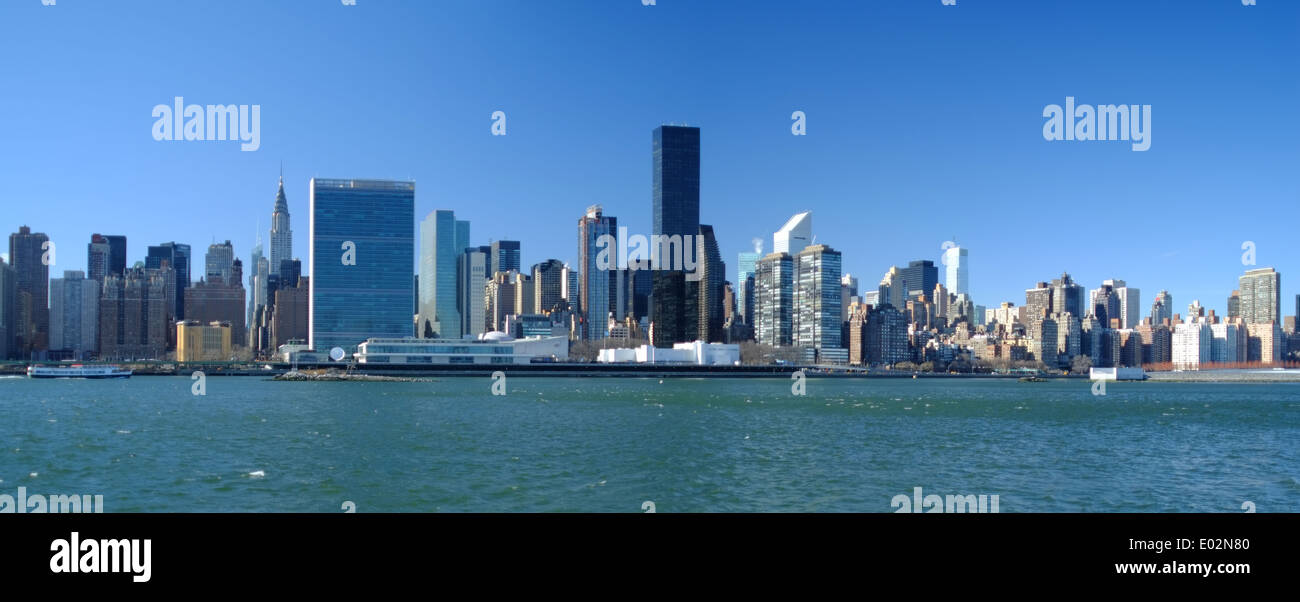 Il Midtown e il Palazzo delle Nazioni Unite a New York, Stati Uniti d'America Foto Stock