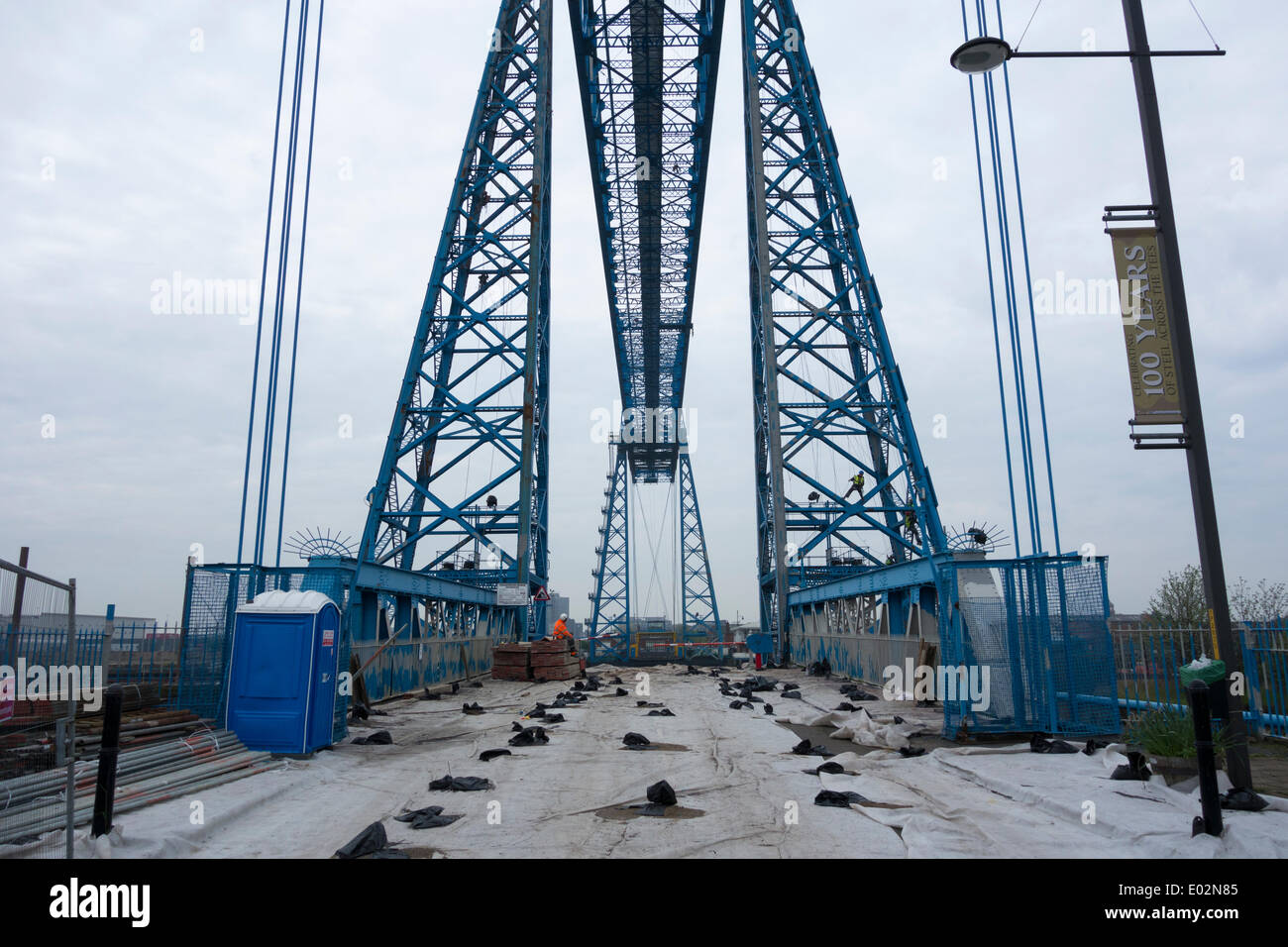 Pittura Tees Transporter Bridge, Middlesbrough, England, Regno Unito Foto Stock